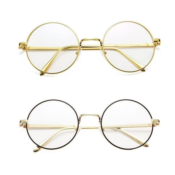 Gafas Pro Acme Retro con montura redonda de metal, color azul, bloqueo de luz