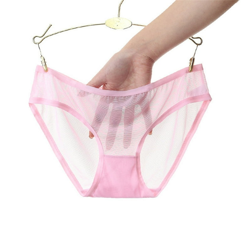 Womens Low Waist Sheer Mesh Briefs Cute Seamless Panties For Women Black  Thong Pack Women (Hot Pink, L)