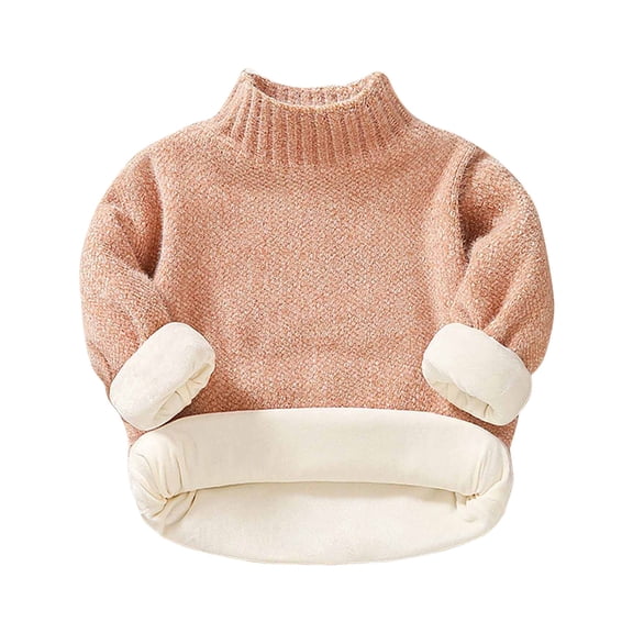Suéter Para Niños Otoño Invierno Niños Jersey De Cuello Redondo Suéter Grueso De Felpa Caqui Odeerbi  LM103-2884