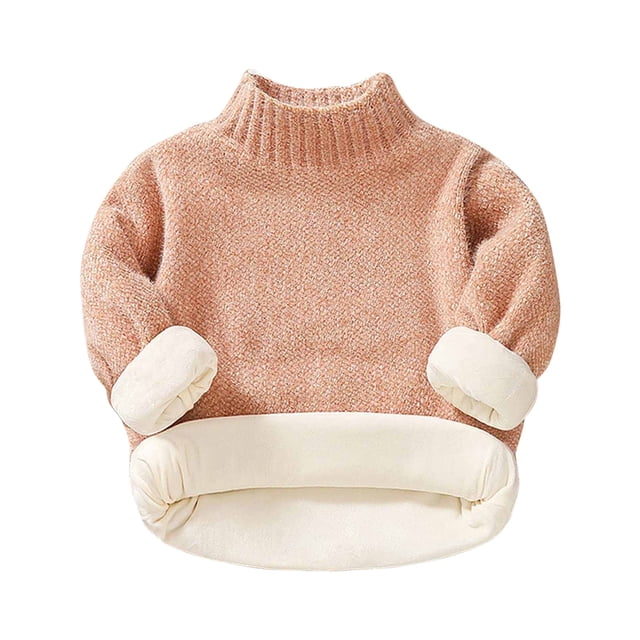 Suéter Para Niños Otoño Invierno Niños Jersey De Cuello Redondo Suéter Grueso De Felpa Caqui Odeerbi LM103-2885