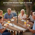 thumbnail image 3 of Round Outdoor Tablecloth with Umbrella Hole and Zipper, Vintage Dark Brown Striped Tablecloth with Elastic Waterproof, Farmhouse Modern Stripes Boho Patio Table Covers for 55" - 60" Pool Tables, 3 of 9