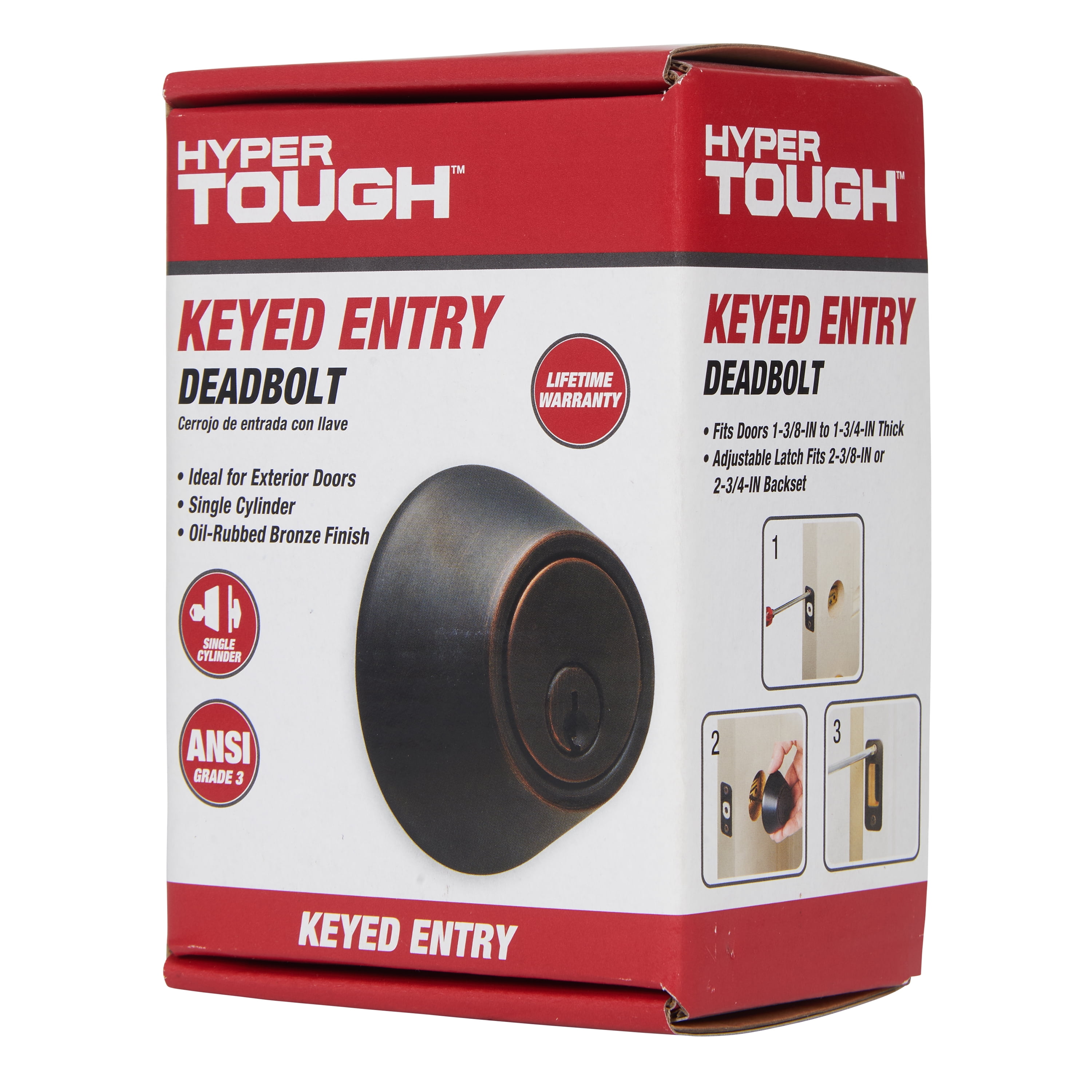 Hyper Tough Keyed Entry Single Cylinder Deadbolt, Oil-Rubbed Bronze Finish