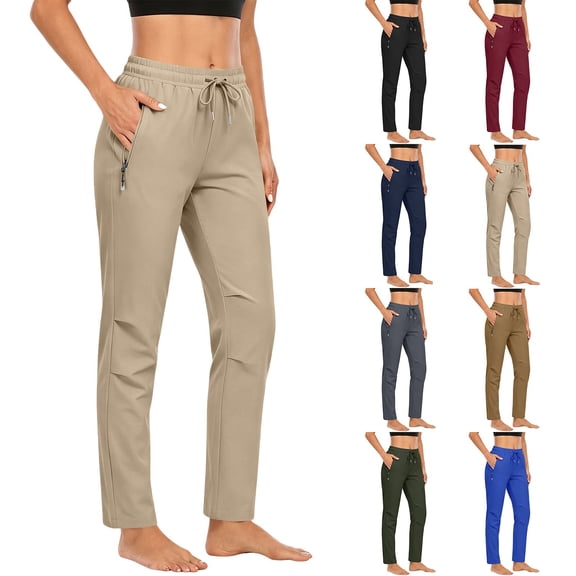 Oksale Travel Pants for Women On Plane Plus Size Golf Pants with Zipper Pockets Casual Drawstring Elastic Waisted Pants Active Outdoor