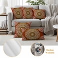 thumbnail image 5 of Orange Boho Outdoor Pillow Covers 18x18 Set of 2,Waterproof Patio Throw Pillowcase Protectors,Country Vintage Ethnic Abstract Geometric Decorative Pillow Shams Cushion Covers for Seat Bed Couch Sofa, 5 of 8