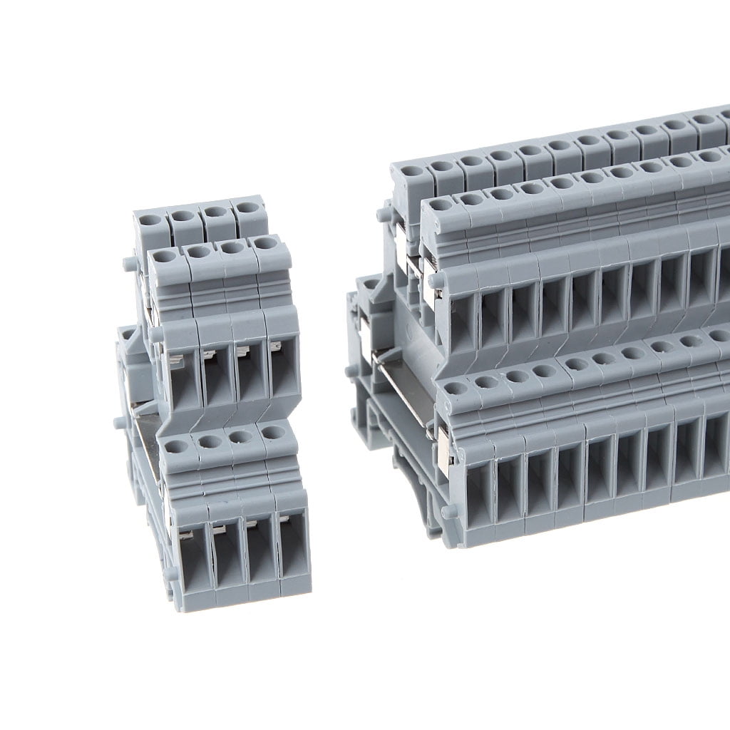 50 Pcs UKK3 DIN Rail Double Level Dual Row Terminal Block 500V 25A 28-12AWG Gray