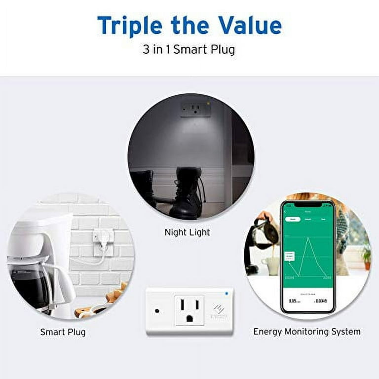 Etekcity ESW15 WiFi Energy Monitoring Smart Plug, Works with Alexa and  Google Home, Compact Size, 15 Amp, White, 2 Pack 