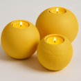 thumbnail image 1 of Concrete Sphere Tea Light Holder - Minimalist Centerpiece - Candle Holder - Modern Interior Design (Marigold Yellow, Medium Sphere), 1 of 4