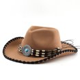 thumbnail image 3 of XIAOCHA Turquoise Accent Cowgirlhat Womens Beaded Trimming Cowboy Hats Rodeo Wide Brim Western Hat,Brown, 3 of 7