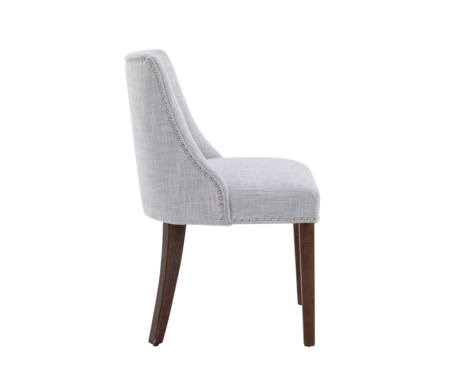 Guyou Dining Chairs Set of 2, Mid Century Modern Linen Upholstered Farmhouse Side Chairs with Nailhead and High Back for Kitchen Restaurant, Grey