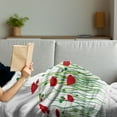 thumbnail image 3 of Poppy Flower Soft Flannel Fleece Blanket, Scarlets and Buds on a Rural Field Refreshing Nature of Country Theme, Cozy Plush for Indoor and Outdoor Use, 50" x 70", Scarlet Green White, by Ambesonne, 3 of 5
