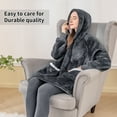 thumbnail image 5 of RUIKASI Wearable Blanket Hoodie Adult - Comfy Sherpa Blanket Hoodie Sweatshirt for Women Men, Hooded Blanket with Sleeves and Giant Pockets as Gifts for Adult, Gray, Small, 5 of 7