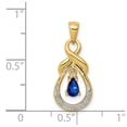 thumbnail image 4 of Real 14kt Yellow Gold Pear Sapphire and Diamond Dangle Pendant; for Adults and Teens; for Women and Men, 4 of 4