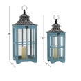 thumbnail image 4 of DecMode 2 Holder Blue Wood Lighthouse Style Decorative Candle Lantern, Set of 2, 4 of 10