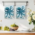 thumbnail image 2 of Octopus Blue Microfiber Kitchen Towel, Coastal Starfish Nautical Anchor Flower Soft Absorbent Dish Towels, Quick Drying Washable Dishcloths for Kitchen Cleaning, Drying Dishes, 18x28 Inches, 2 of 9