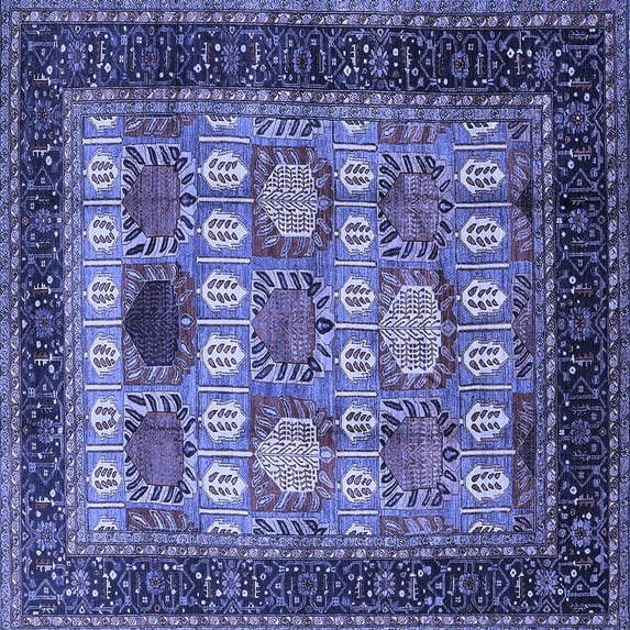 Ahgly Company Indoor Square Oriental Blue Industrial Area Rugs, 4' Square