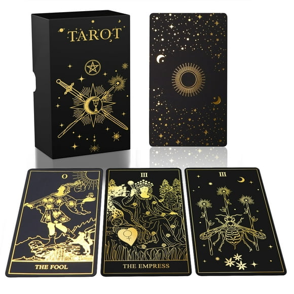 ACELION Original Tarot Card Set with Guide, 78 Pieces of Tarot Cards with Gold foil on The Surface, Fortune-Telling Game, Tarot for Beginners