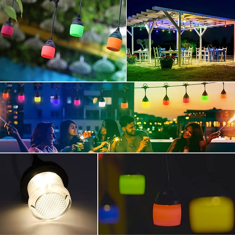 48ft Solar String Lights with DIY Color Design, IP65 Waterproof & Shatterproof Outdoor String Lights Solar Powered & USB, Solar Patio Lights with 16