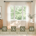 thumbnail image 4 of KoshiMe No Drill Black Curtain Rods 32 to 86" for Windows, 5/8" Adjustable Drapery Pole with Adhesive Brackets, Easy Install & Renter Friendly Without Drilling, Minimal Wall Damage Design, 4 of 8