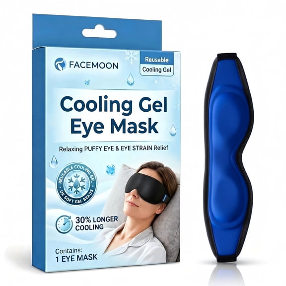 FACEMOON Lycra Cooling Eye Soft 3D Sleep Eye Mask for Insomnia, Ice Gel Mask, Black