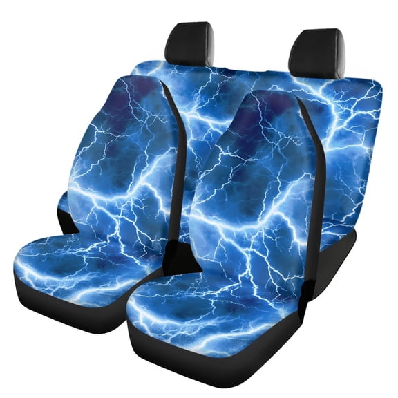 Pzuqiu Lightning Print Full Set Car Seat Covers Full Set, Interior Accessories Soft Fit for Truck