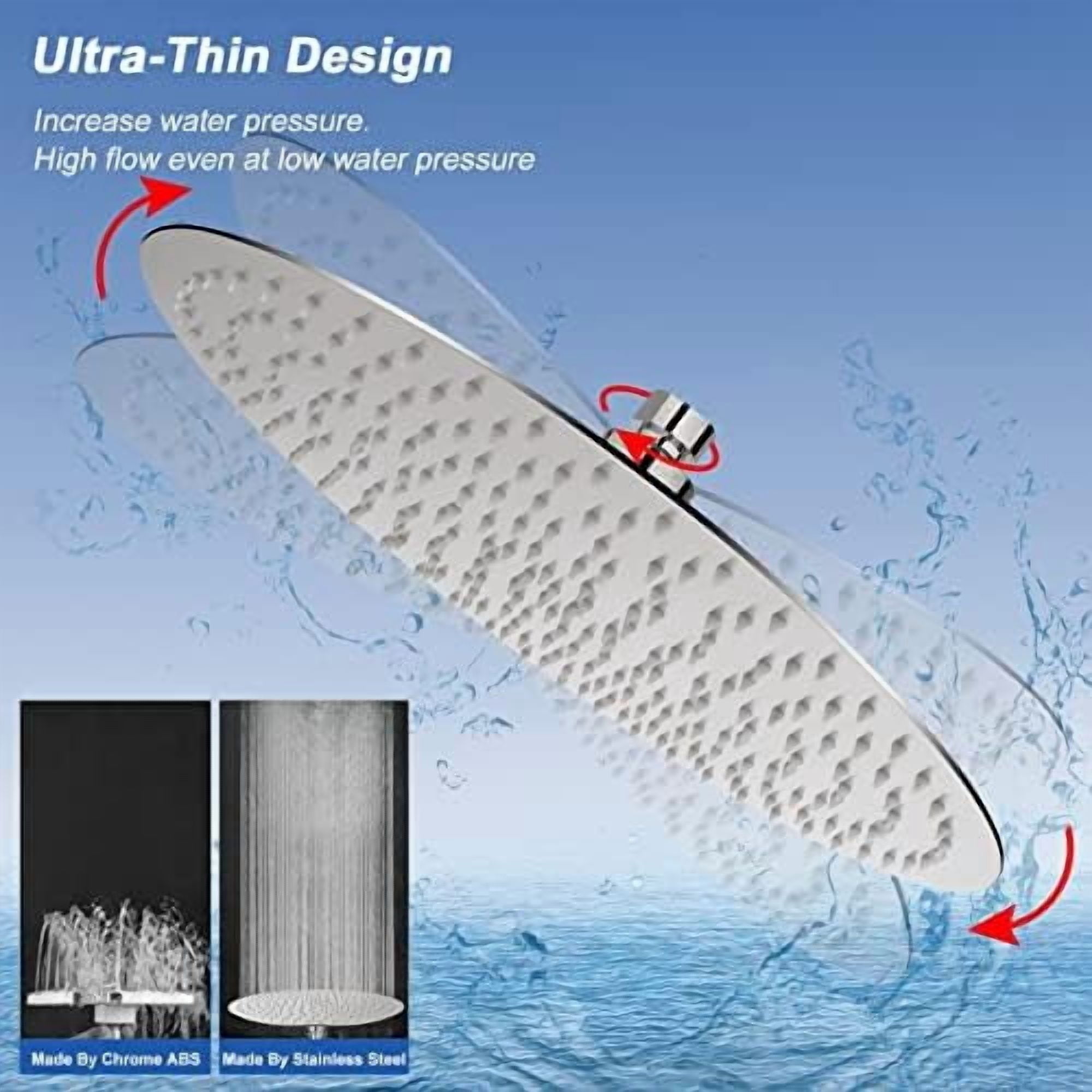 Rain Shower Head, Ultra-Thin Design-Pressure Boosting, Awesome Some Experience, High Flow Stainless Steel Rainfall Head (16 Inch, Brushed Nickel)