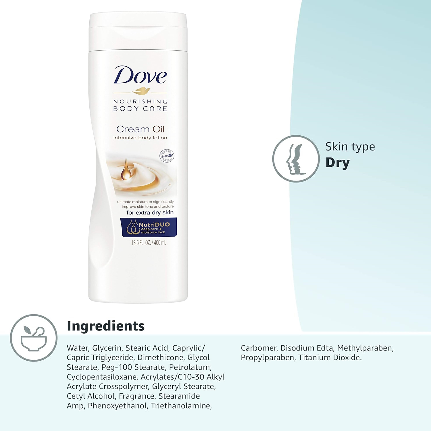 Dove Cream Oil Intensive Extra Dry Body Lotion, 13.5 fl. Oz. - image 5 of 6