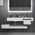 thumbnail image 6 of GGISHA 48"x19" Wall-Mount Stone Resin Bathroom Sink Rectangular Vessel Sinks for Bathroom Floating Vanity Sink Trough Modern Art Basin with Shelf Layer, 6 of 6