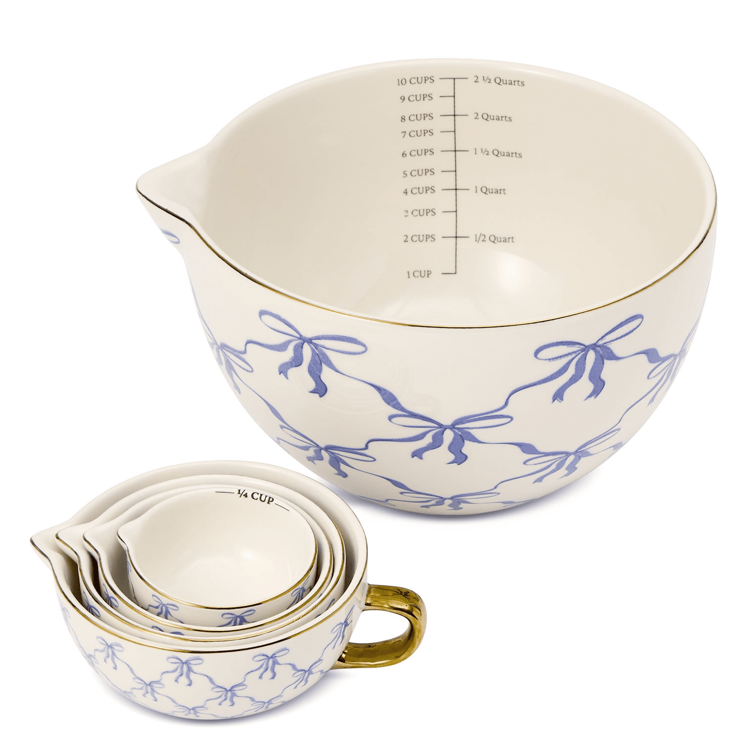 Thyme & Table 5-Piece Ceramic Mixing Bowl Set. Bows