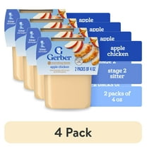(4 pack) Gerber Stage 2 Baby Food, Apple Chicken Puree Tub, Baby Puree 8 oz