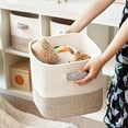 thumbnail image 6 of Storage Cube Baskets 3-Pack - 11 inch Square Baskets, Closet & Shelves Organizers - Woven & Drawer Storage - Ideal for Toys | White & Beige, 6 of 14