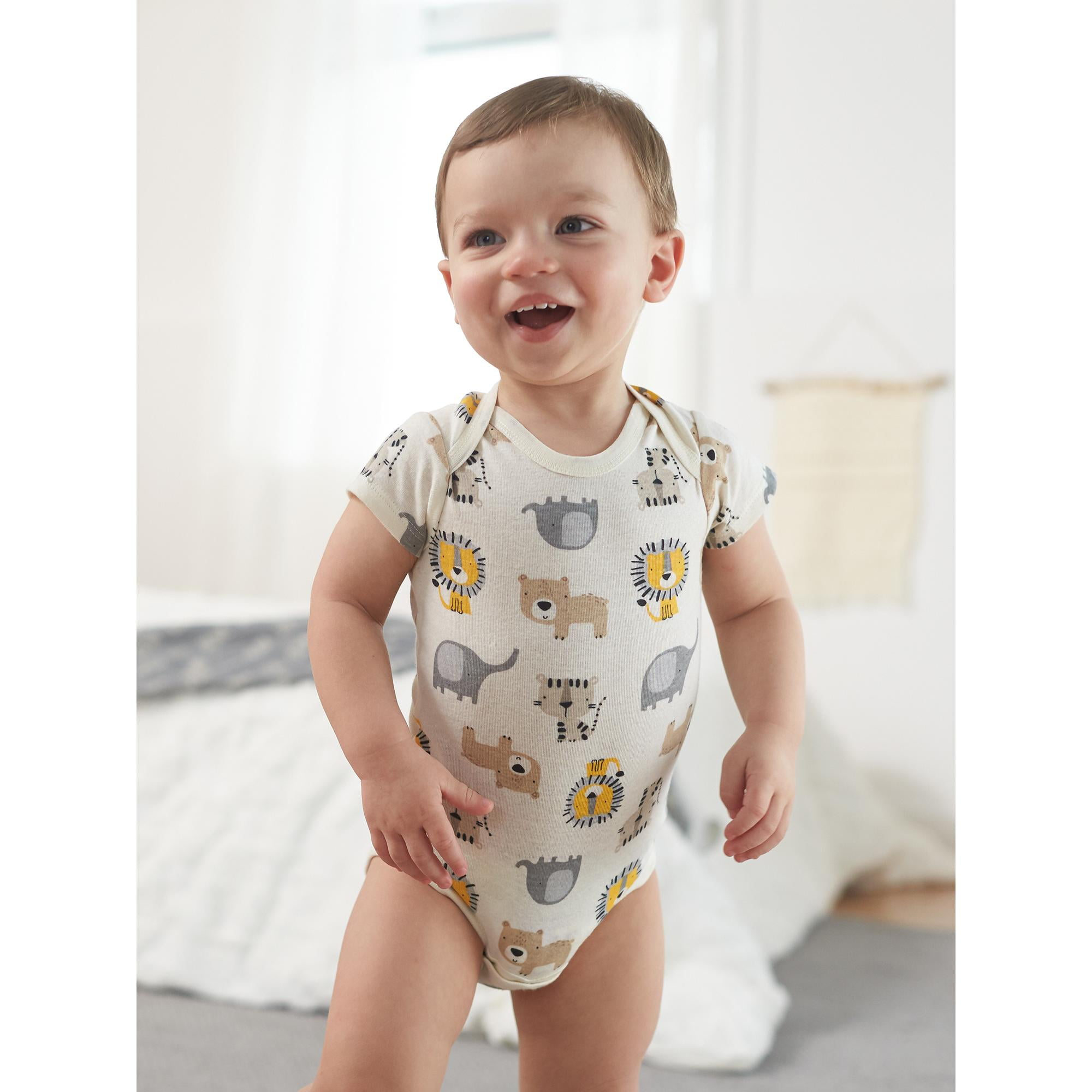 FCQNY Toddler Baby Girls Boys White Short Sleeve Cotton Snap Romper Jumpsuit