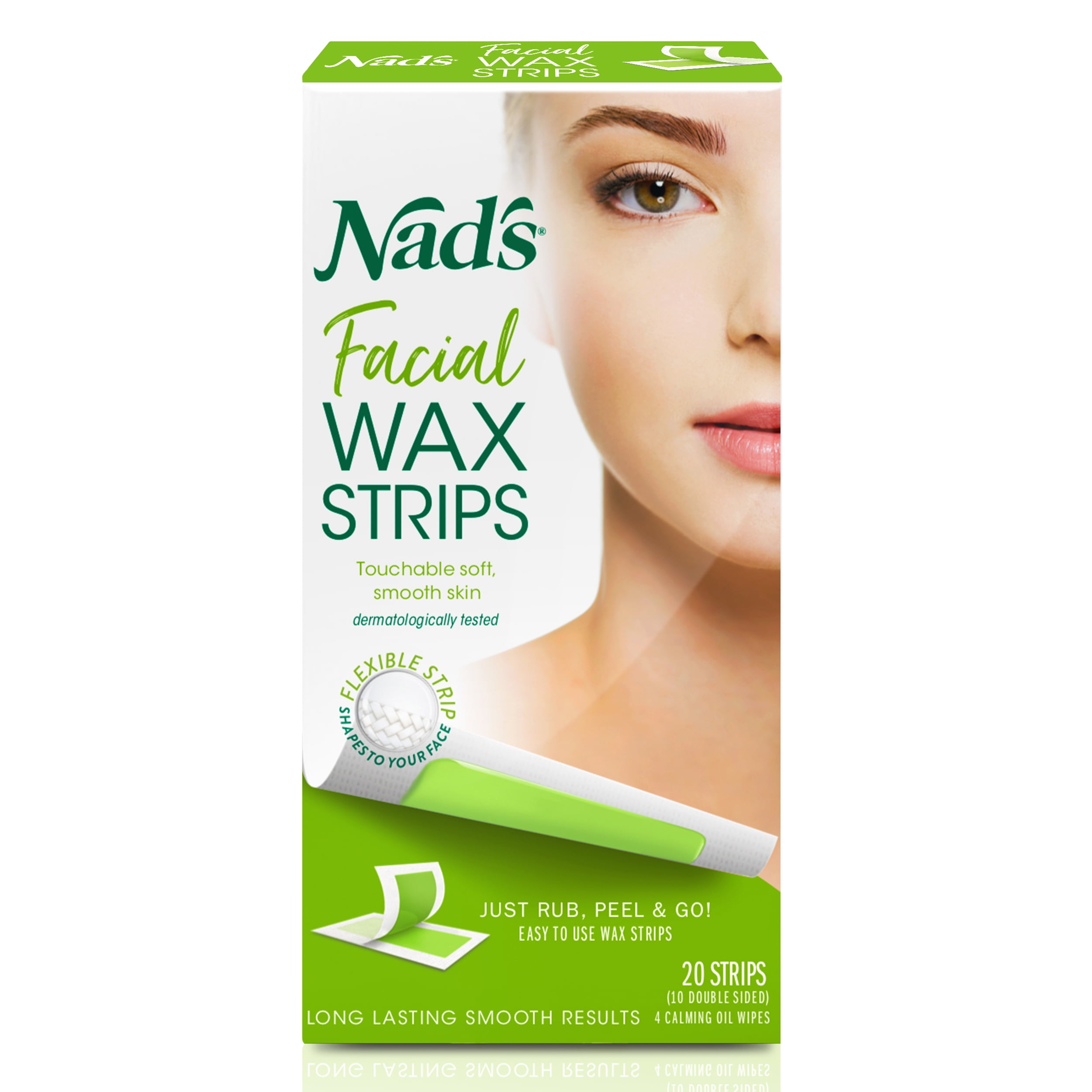 Nad's Facial Wax Strips, Women's Hair Removal Waxing Kit for Face, 20