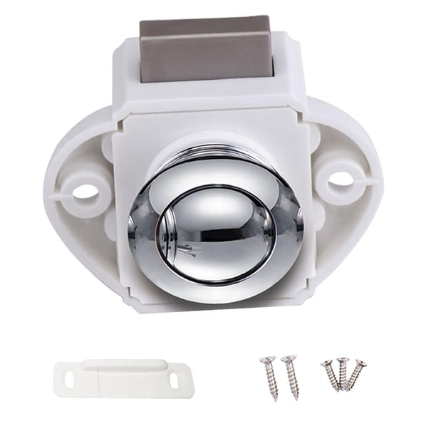 Pestillo de Botón Pulsador de 20 Mm / 26 Mm, Cerradura de pequeña sala Sin Llave, Pestillo de Pomo de Puerta de Armario, Pestillo, de Tablero D 20cm Blanco C