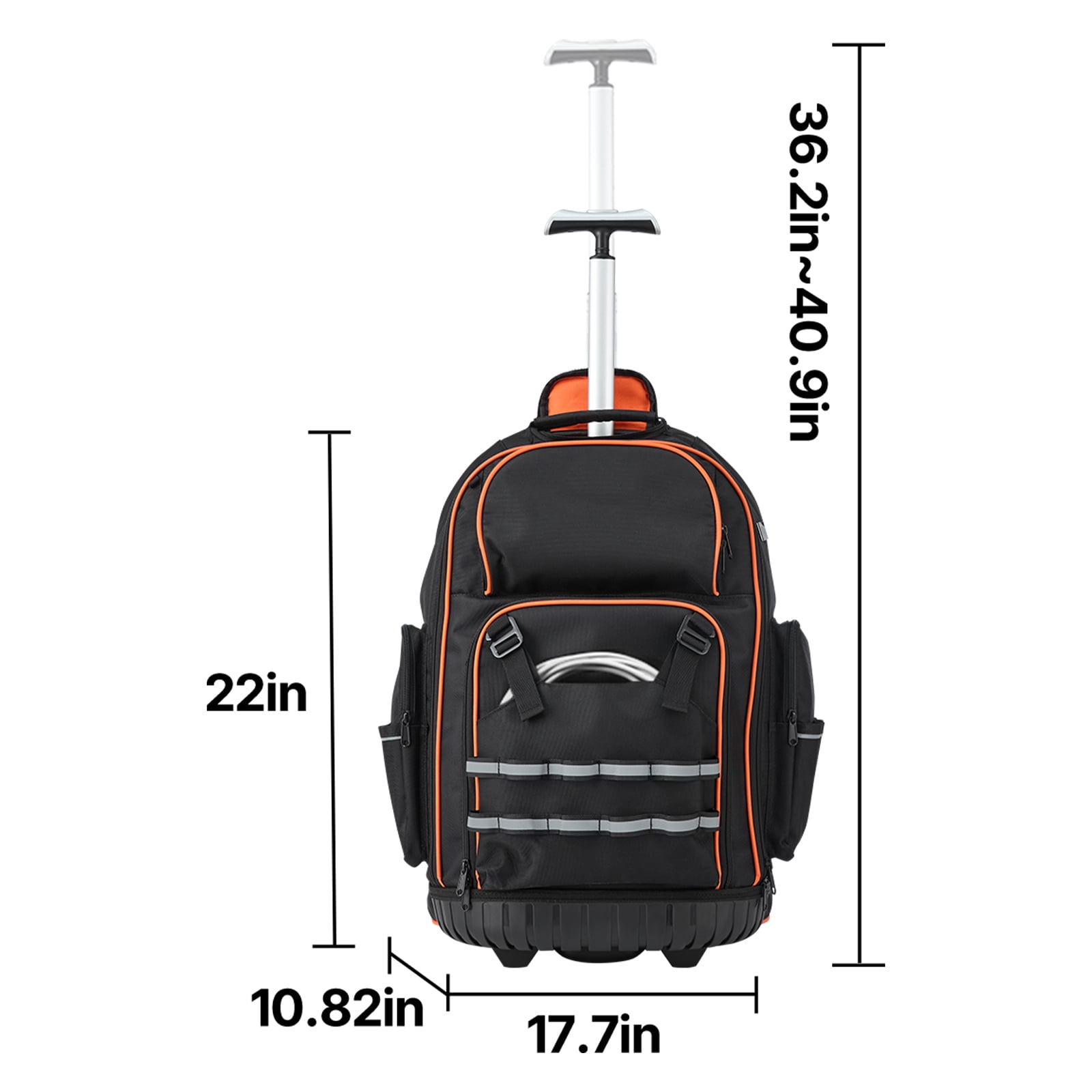 KFFKFF Rolling Tool Backpack with 110 lbs Capacity, 72 Pockets, Heavy-Duty Tool Bag on Wheels, Telescoping Handle & Sturdy Base, Organizer for Construction and Mechanics