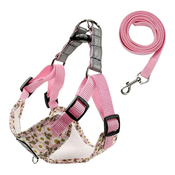 Juego de arnés y correa para perro, correa de pecho ajustable reflectante, cómodo chaleco para perro Rosa Talla S jinwen Arnés de chaleco para cachorros