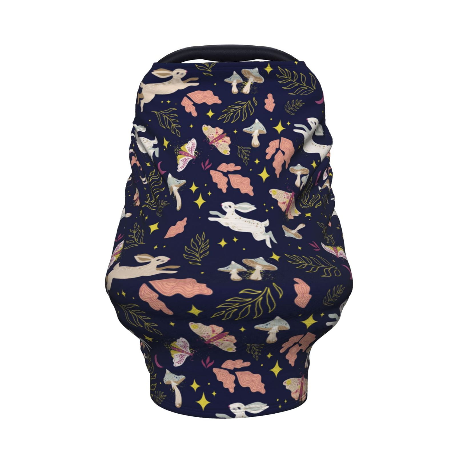 Fotbe Retro Rabbit Flower Pattern Car Seat Covers for Babies, Nursing Breastfeeding Cover Infant Carseat Canopy, Soft Stretchy Carrier Cover
