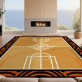 thumbnail image 2 of Design&I 6'x9' Ultra Soft Area Rug, Tan Warm Honey Basketball Design Dynamic Court Motif with Bold Border Fluffy Washable Non Shedding for Guest Room Bedroom Living Room, 2 of 7