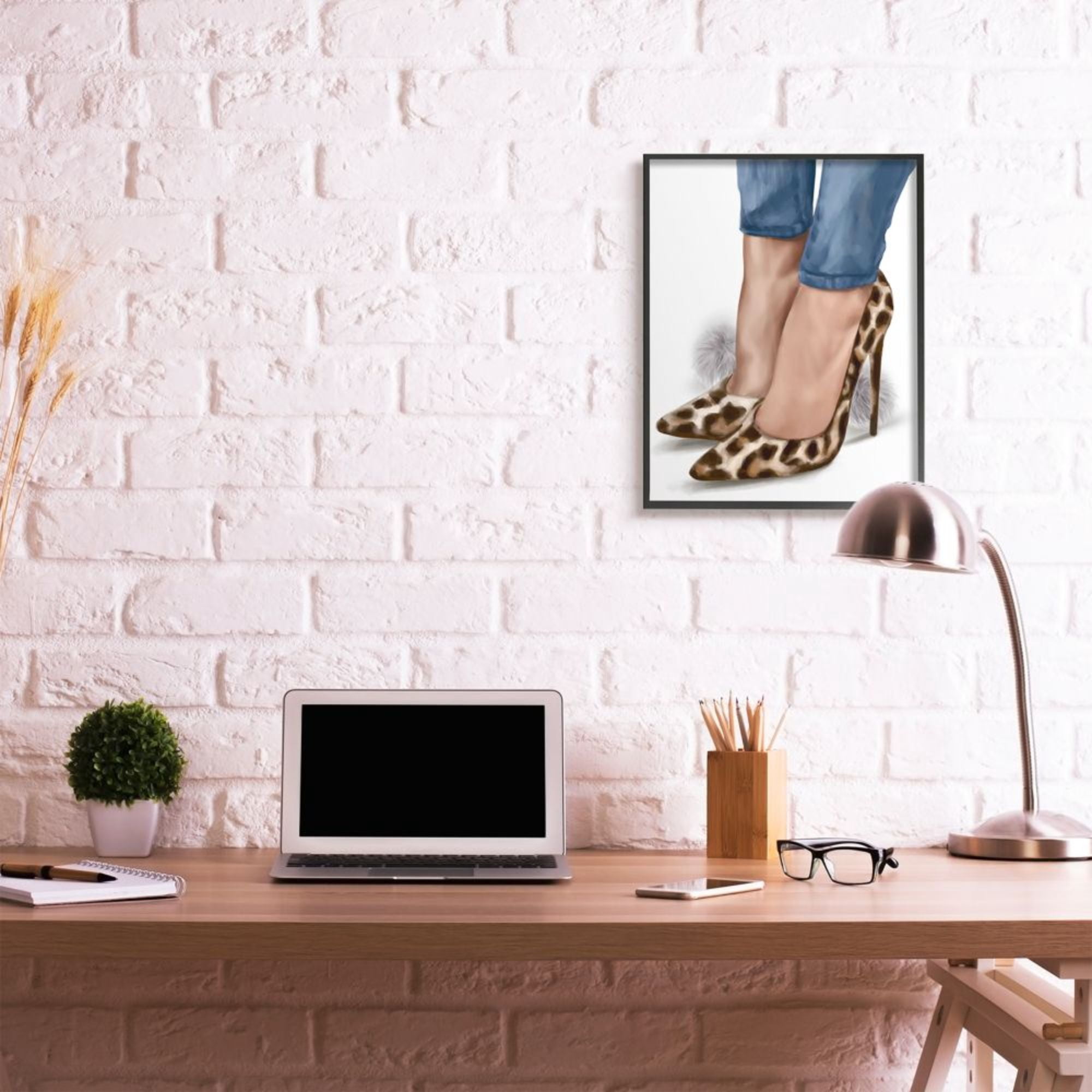 Stupell Industries Fashion Animal Print Heels with Pom Poms Design by Ziwei Li