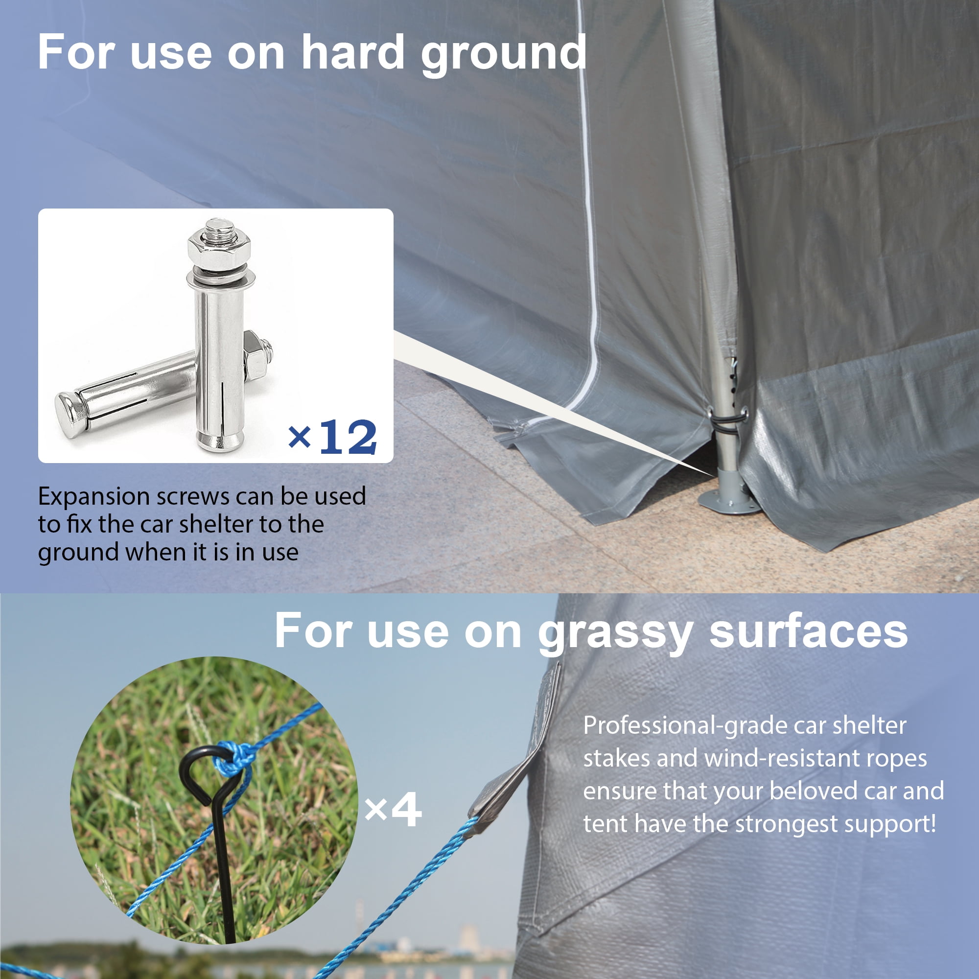 LZBEITEM 13x26 ft Heavy-Duty Modular Carport with 5-Zone Divider, Galvanized Steel Frame Portable Outdoor Garage PE Waterproof Cover, Roll-up Sidewall，Ventilated Windows, UV Snow Wind Proof