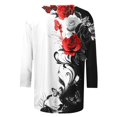 thumbnail image 4 of CYMMPU Flower Printed 3/4 Sleeve Blouses for Women Dressy Casual Tunic Tops Fall Trendy Shirts Crew Neck Loose Fit Spring Tops Lightweight Basic Tees Black XL, 4 of 7