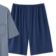 thumbnail image 5 of Viikei Plus Size Long Sleeve Tops,Men's Casual Solid Color Round Neck Button Down Short Sleeved Shirt Pocket Loose Waist Shorts Set Navy XXL, 5 of 9