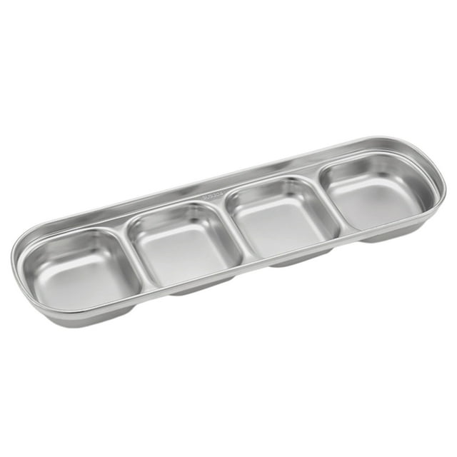 Outdoor Stainless Steel Tray Compartment Dish Dipping Bowl Portable And Practical Camping Tableware Camping And Hiking