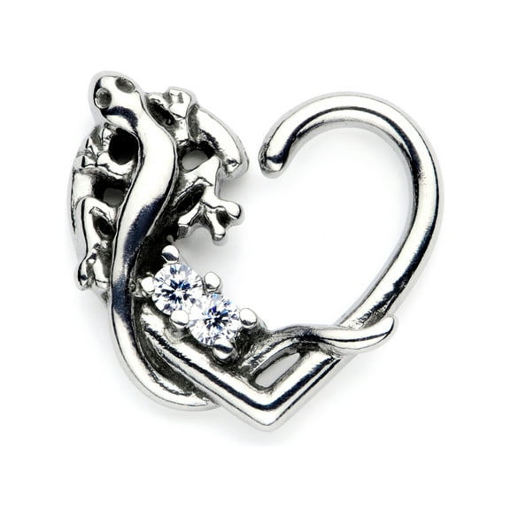 Body Candy Body Piercing Jewelry 316L Stainless Steel 16G Right Closure Daith Lizard Heart Tragus