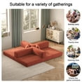 thumbnail image 2 of Orange convertible teddy sofa bed set with 2 pillows, 5-in-1 modular three-seater sofa for small spaces, removable machine-washable fabric, pet-friendly, suitable for large and small l, 2 of 7