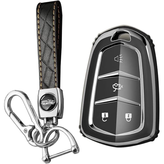 Key Fob Cover Compatible with Cadillac Escalade CTS ATS STS Keychain Case Holder Protector,A Black