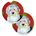 thumbnail image 1 of Carolines Treasures LH9351CARC Old English Sheepdog Flocons de Neige Rouges et Verts Ensemble de Noël de 2 Porte-Gobelets sous-Verre de Voiture, 1 of 1