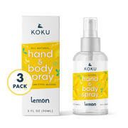KOKU Citrus Hand & Body Spray | Lemon Scent | Three 3-Ounce Travel-Size Spray Bottles