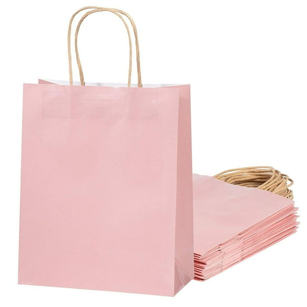 15Pack Blush Pink Medium Gift Bags with Handles, for Wedding