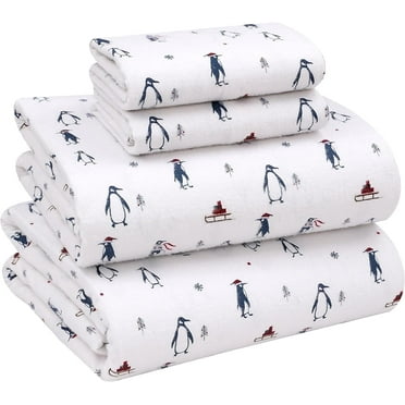 RUVANTI 100% Cotton Flannel Sheets King 4 Pcs Fisherman's Tale