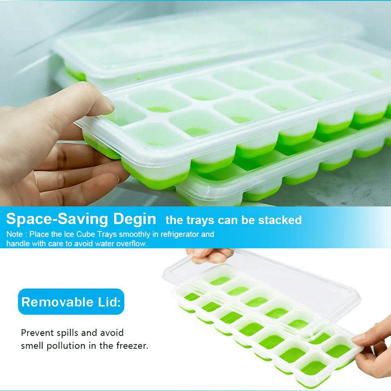 Food-grade Silicone Ice Cube Tray with Lid and Storage Bin for